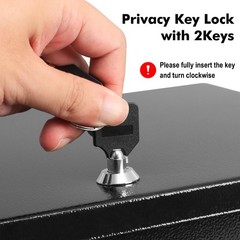 KYODOLED Fireproof Document Box with Key Lock, Small Lock Boxes Medium, Black
