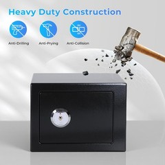 Small Safe Box for Home, Wall Safes 0.23 Cubic 9.06″ x 6.69″ x 6.69″, Black