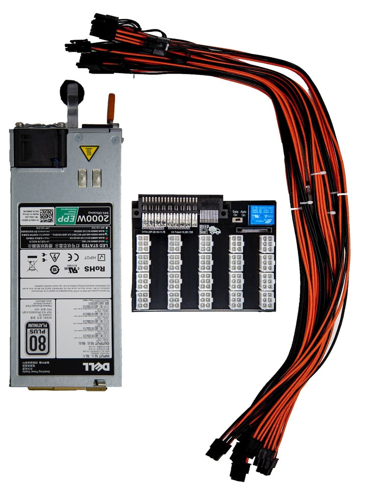 2000W Platinum Rated 94% PSU Power Supply Kit 220-240v for GPU Mining 20 6+2 PCI