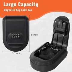 Magnetic Key Lock Box, 2.41 inches x 3.71 x 5.21 inches, Black