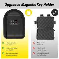 Magnetic Key Box for Under Car, Hide a Outside with Combination 1,Black