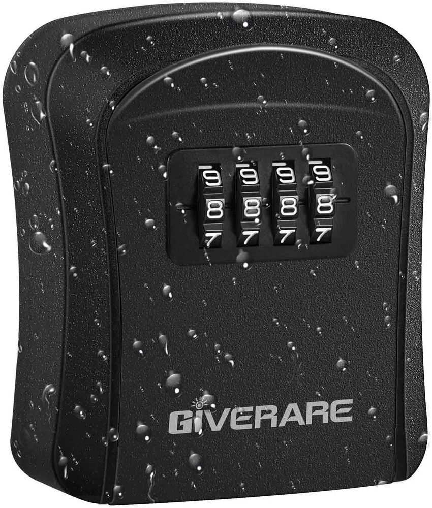 GIVERARE Key Lock Box Combination, 4-Digit Lockbox Wall 1 Pack-Black, Black
