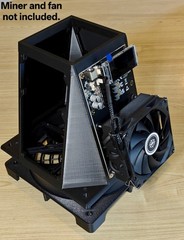 NerdQaxe++ cooling tower for 4 miners with 200/140mm fan mount for max cooling.