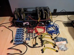 5x P106 GPUs Mining Rig + ASRock H110 Pro BTC+ + 10 PCIe Risers + Dual PSU + HD
