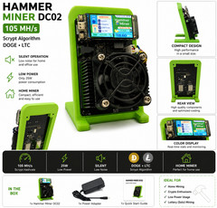Hammer Miner DC02 105MH Scrypt Dogecoin Litecoin Silent Home Crypto