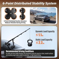 Dual & Quad Suction Cup Car Mount Kit for Insta360 X5 X4 X3, 360 Camera Car Moun
