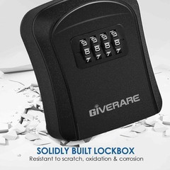 GIVERARE Key Lock Box Combination, 4-Digit Lockbox Wall 1 Pack-Black, Black