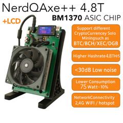 NerdQAxe++ 4.8T with PSU & Stand 75W 2.4g WiFi BM1370 chips Bitcoin Miner US EU