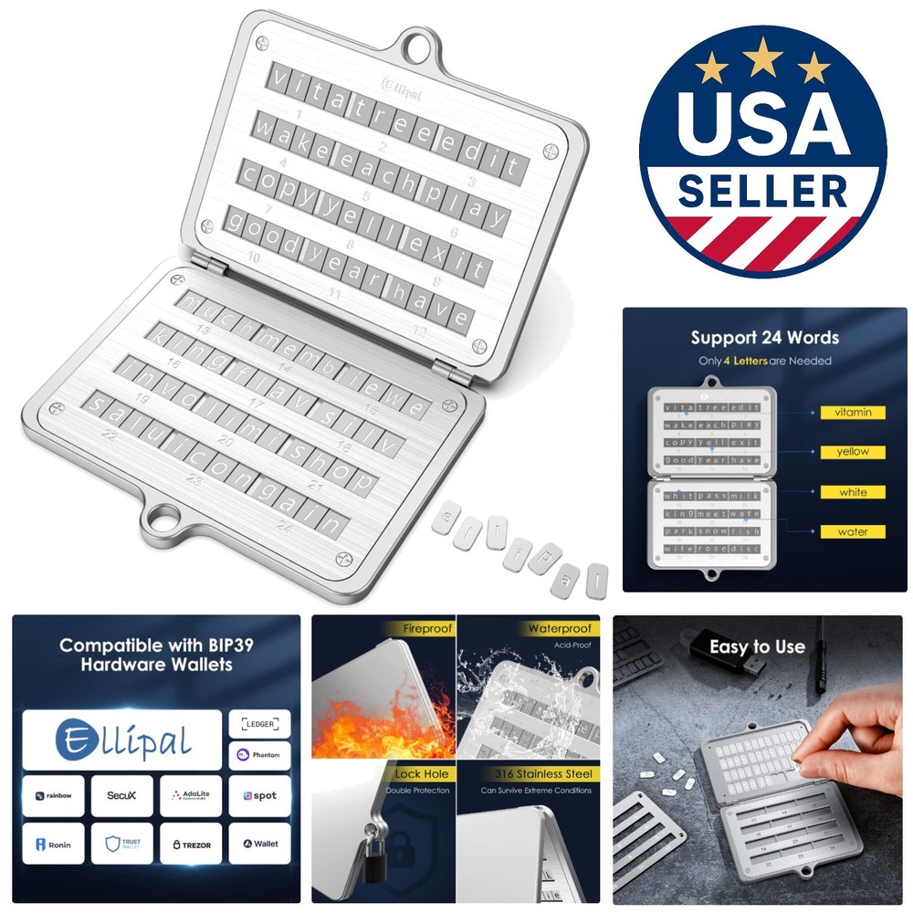 Indestructible 316 Stainless Steel Crypto Seed Phrase Storage — 24 Words Access