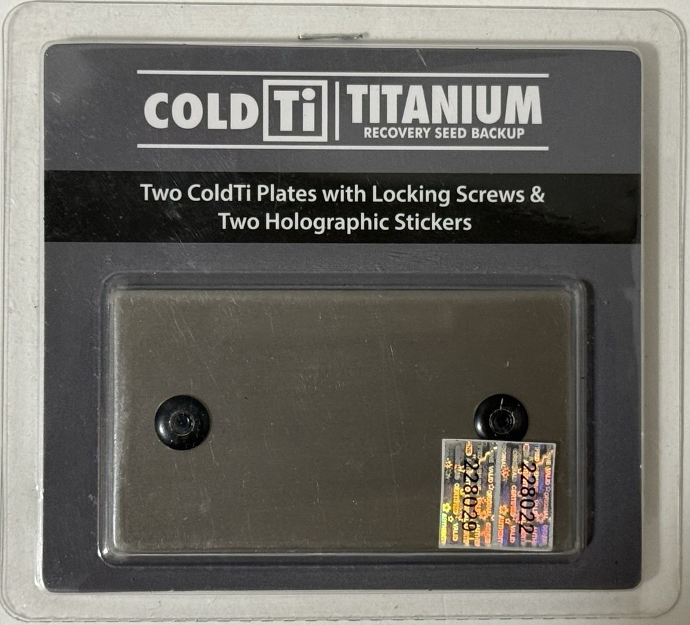 ColdTi Titanium Cryptocurrency Recovery Seed Backup-2 ColdTi plates w/screws+
